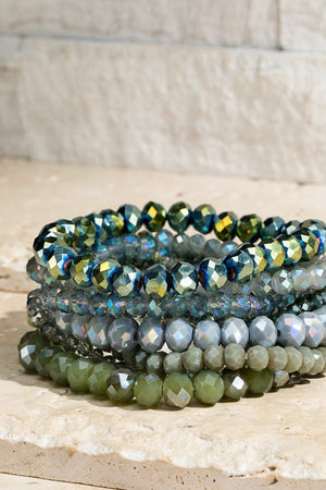 Glass Bead Stack Bracelet Set- Several Colors Available