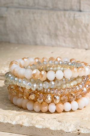 Glass Bead Stack Bracelet Set- Several Colors Available