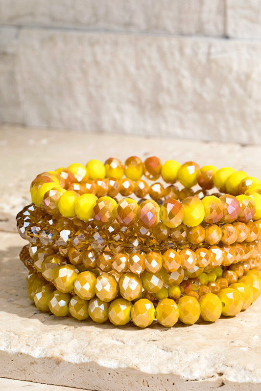 Glass Bead Stack Bracelet Set- Several Colors Available