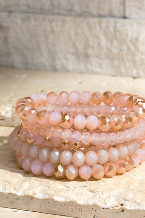 Glass Bead Stack Bracelet Set- Several Colors Available