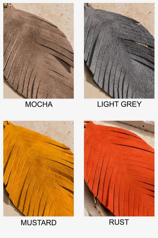 Genuine Leather Leaf Earrings- Multiple Colors