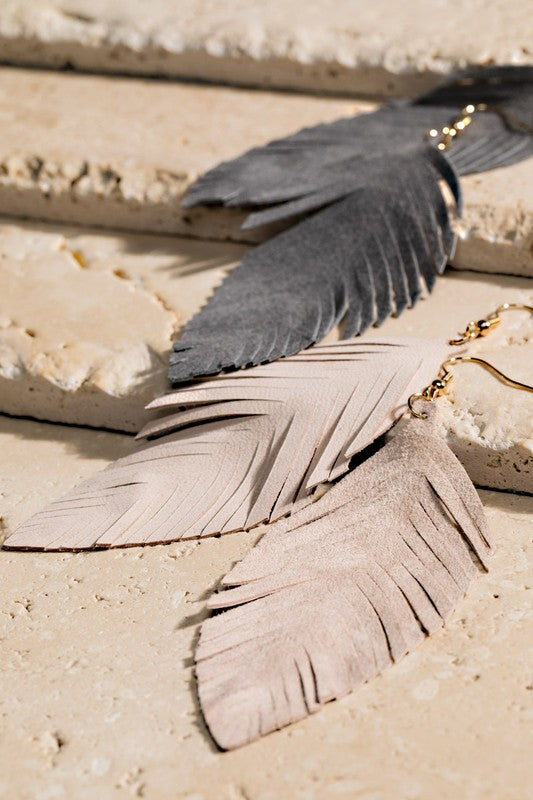 Genuine Leather Leaf Earrings- Multiple Colors