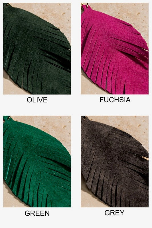 Genuine Leather Leaf Earrings- Multiple Colors