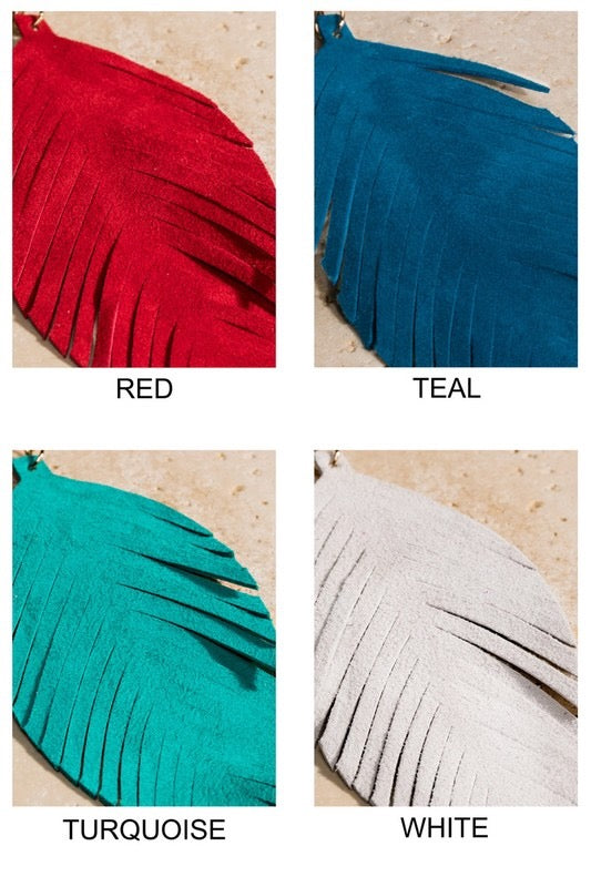 Genuine Leather Leaf Earrings- Multiple Colors