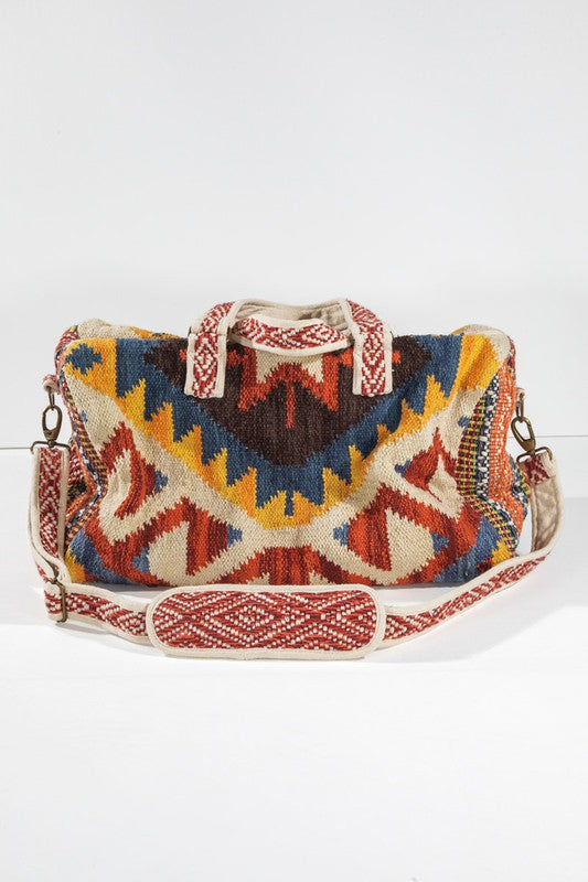 Statement Aztec Bag- Cream