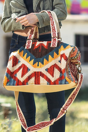 Statement Aztec Bag- Cream