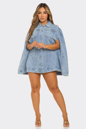 Denim Poncho Cape Jacket