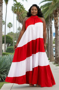 Very Demure Statement Maxi- Red/White