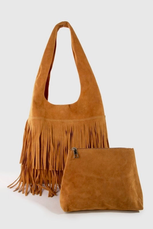 Layered Fringe Hobo Bag