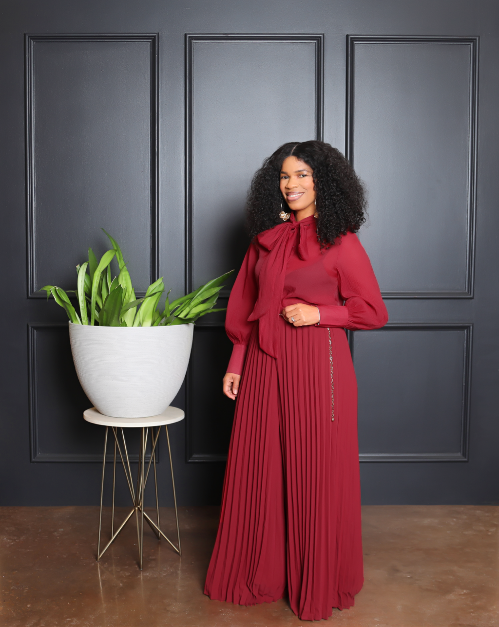 Rich Auntie Palazzo Pants- Burgundy