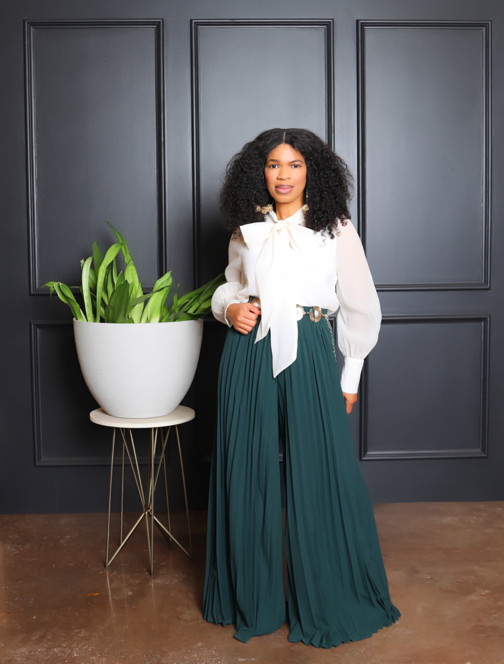 Rich Auntie Palazzo Pants- Hunter Green