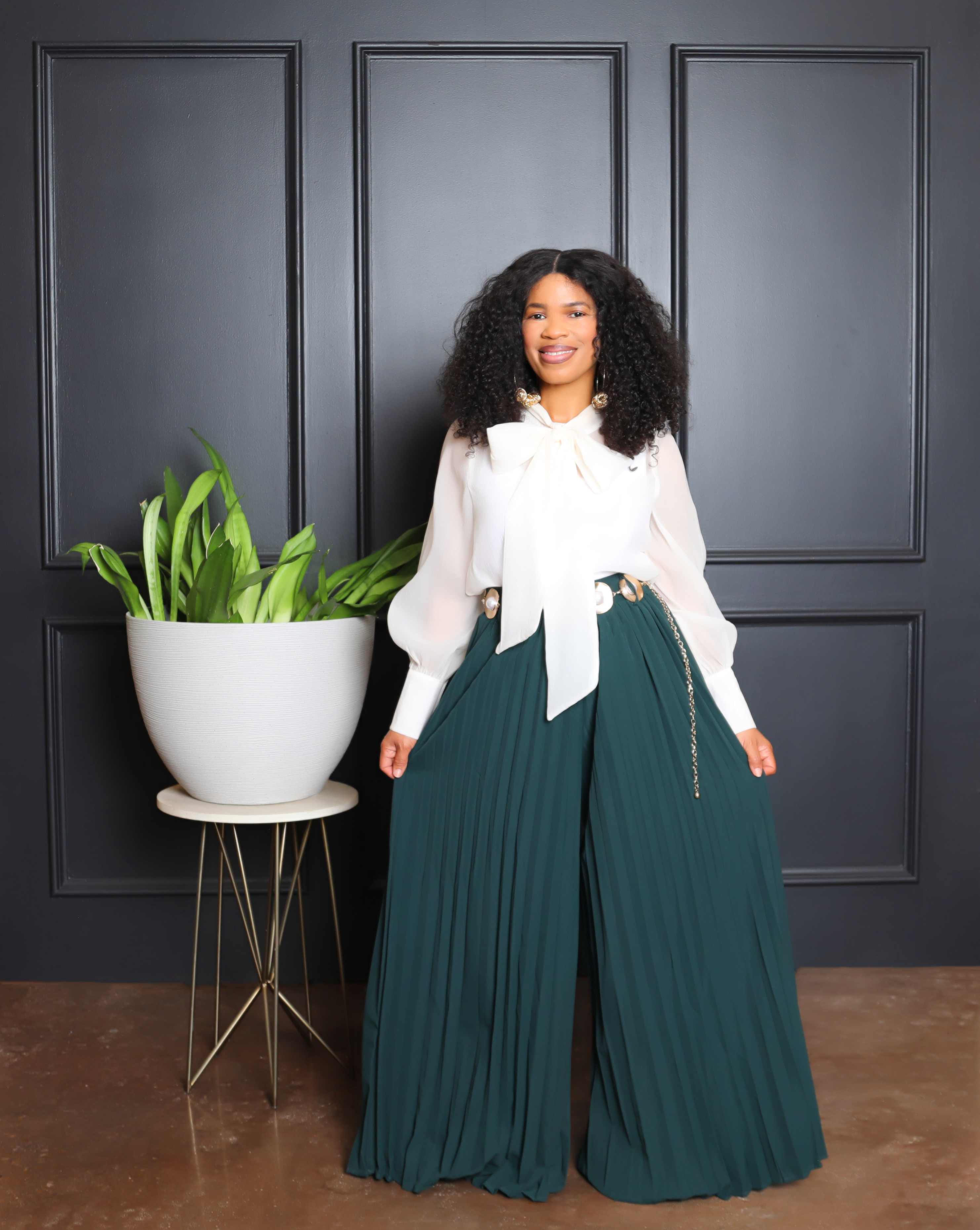 Rich Auntie Palazzo Pants- Hunter Green