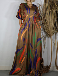 Halle Abstract Jumpsuit- Brown