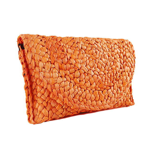 Straw Clutch Bag- Orange