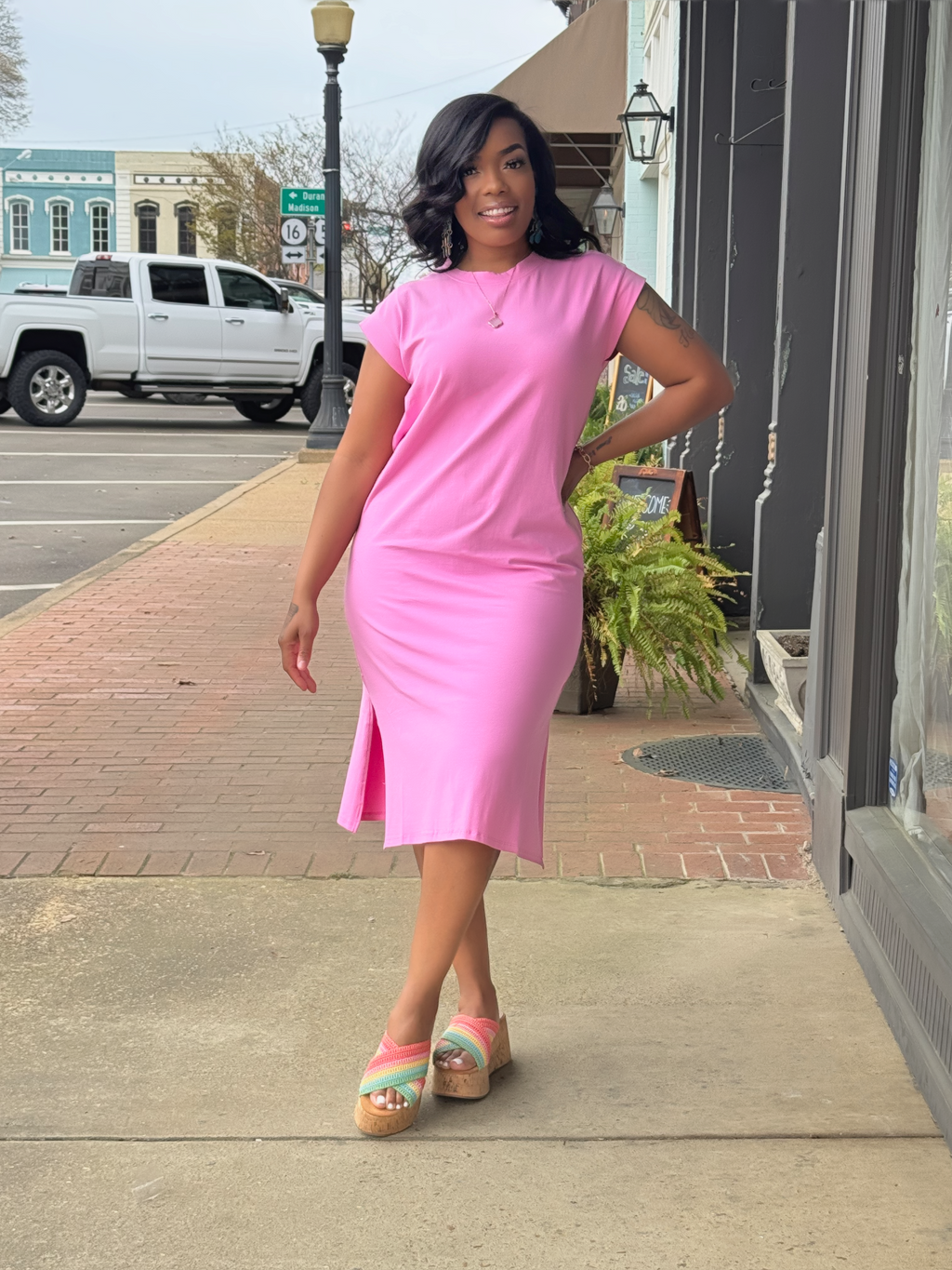 Original Cotton Side Slit T-Shirt Dress- 6 Colors Available