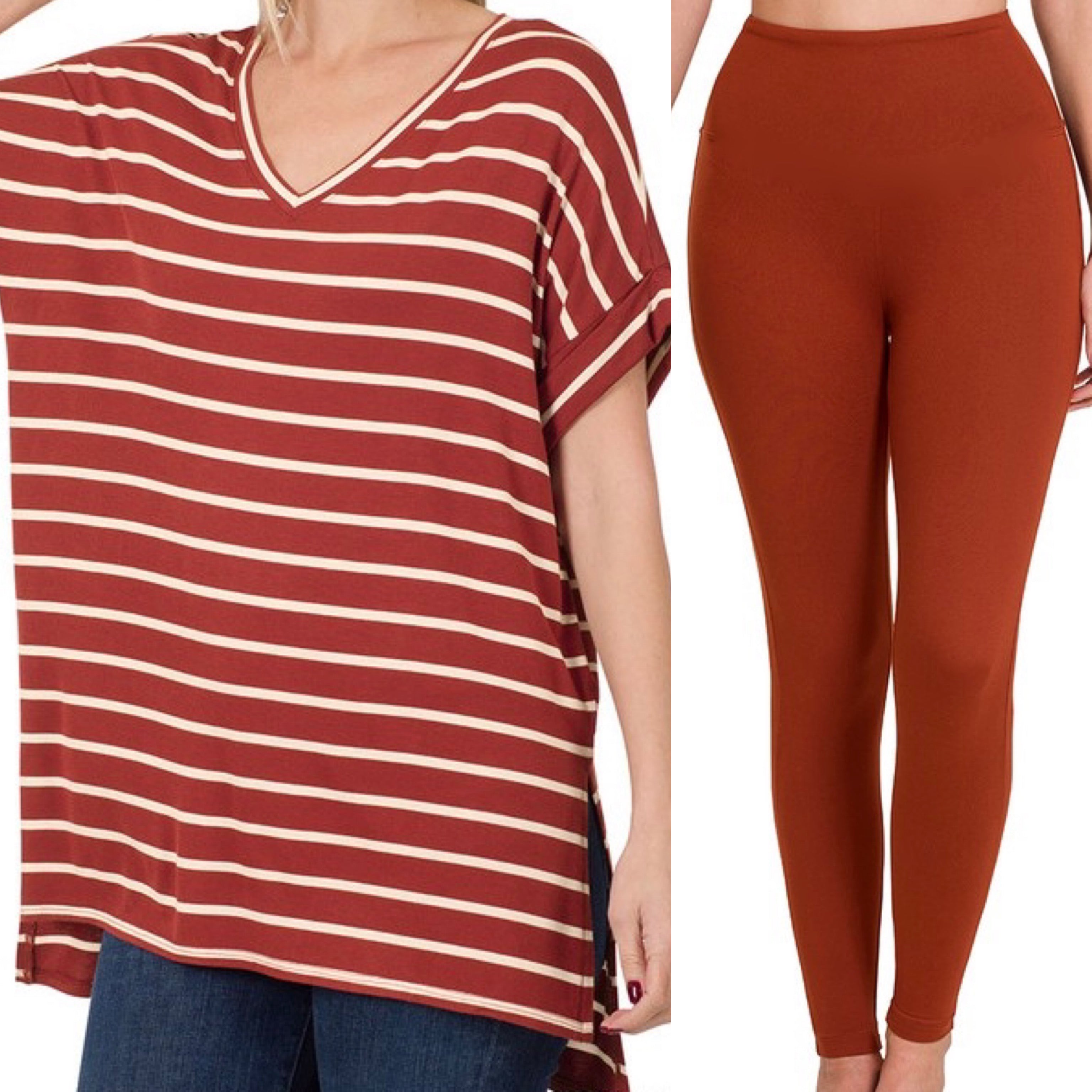 Royalty Set With Stripes- Rust