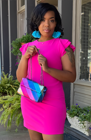 Bold Metallic Stripes Bag- Blue