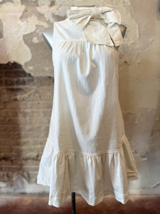 Ivory Denim Bow Dress