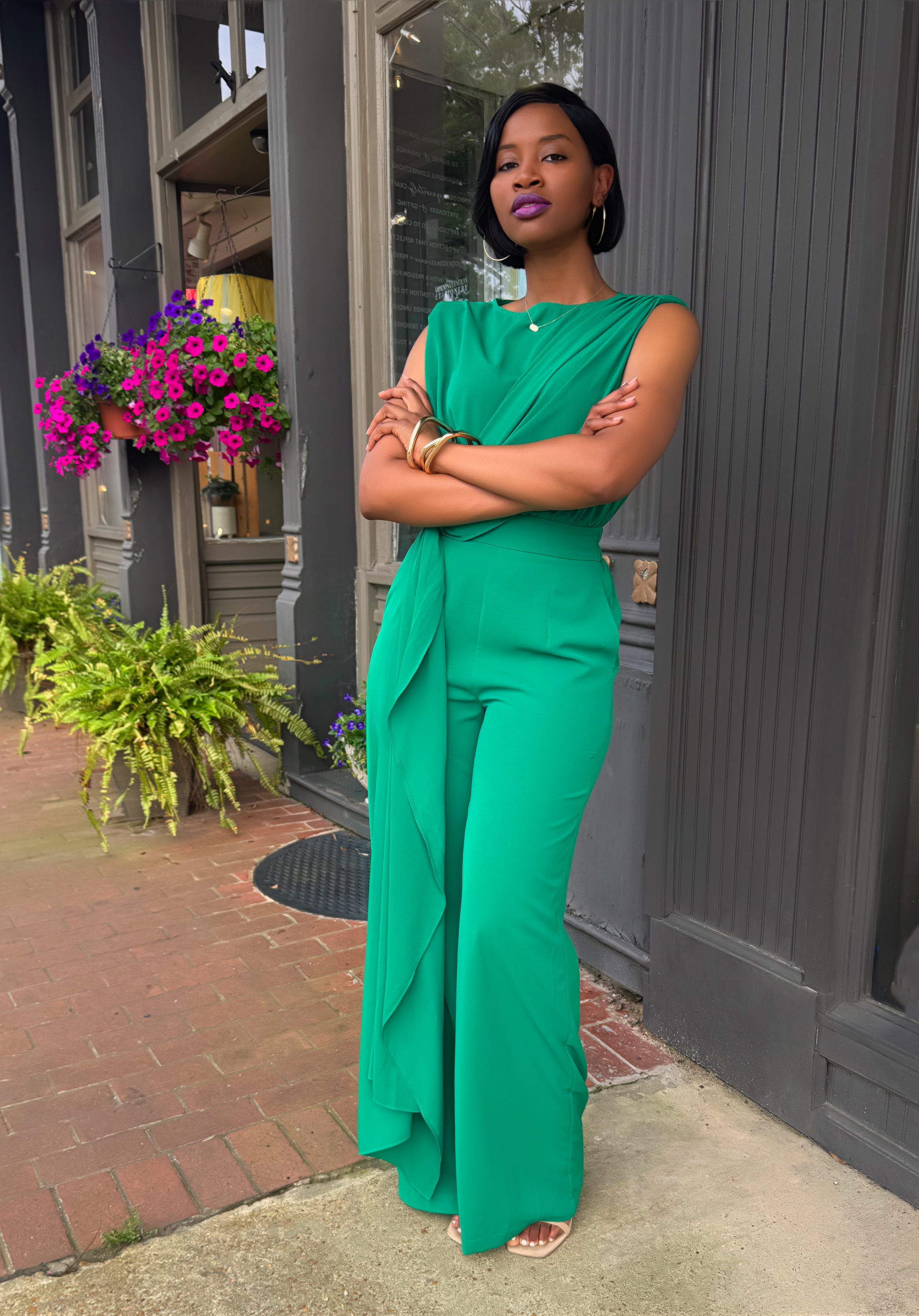 Side Drape Statement Jumpsuit