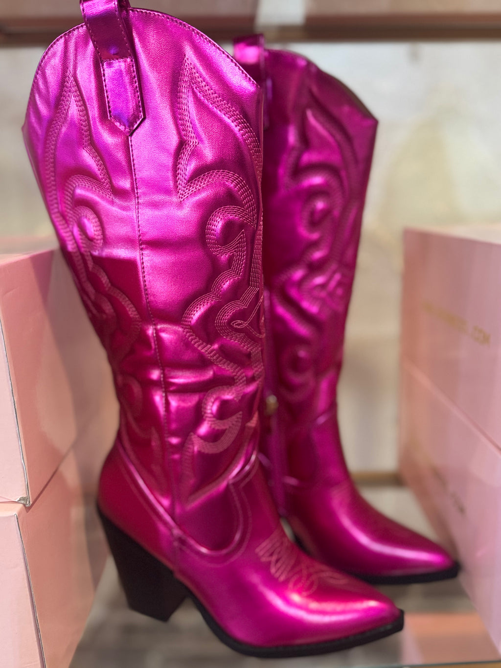 Metallic Hot Pink Boots