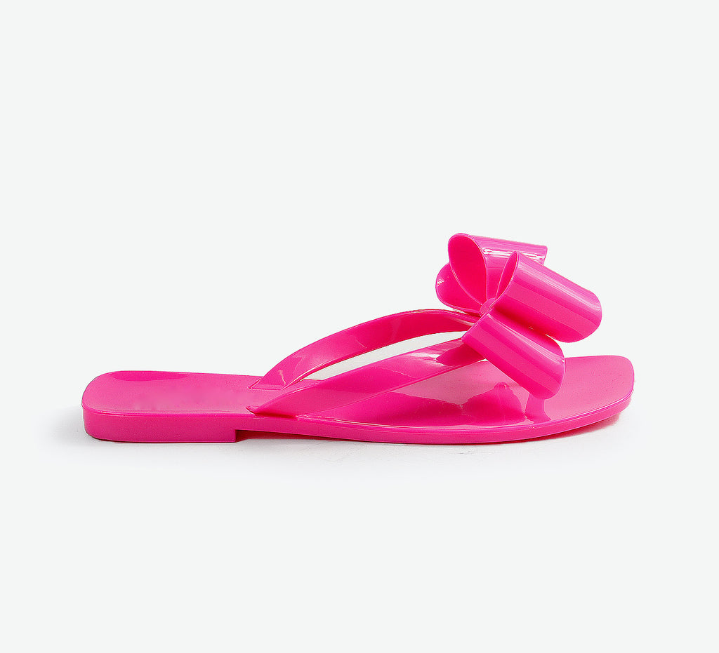 Jelly Bow Sandals- Hot Pink