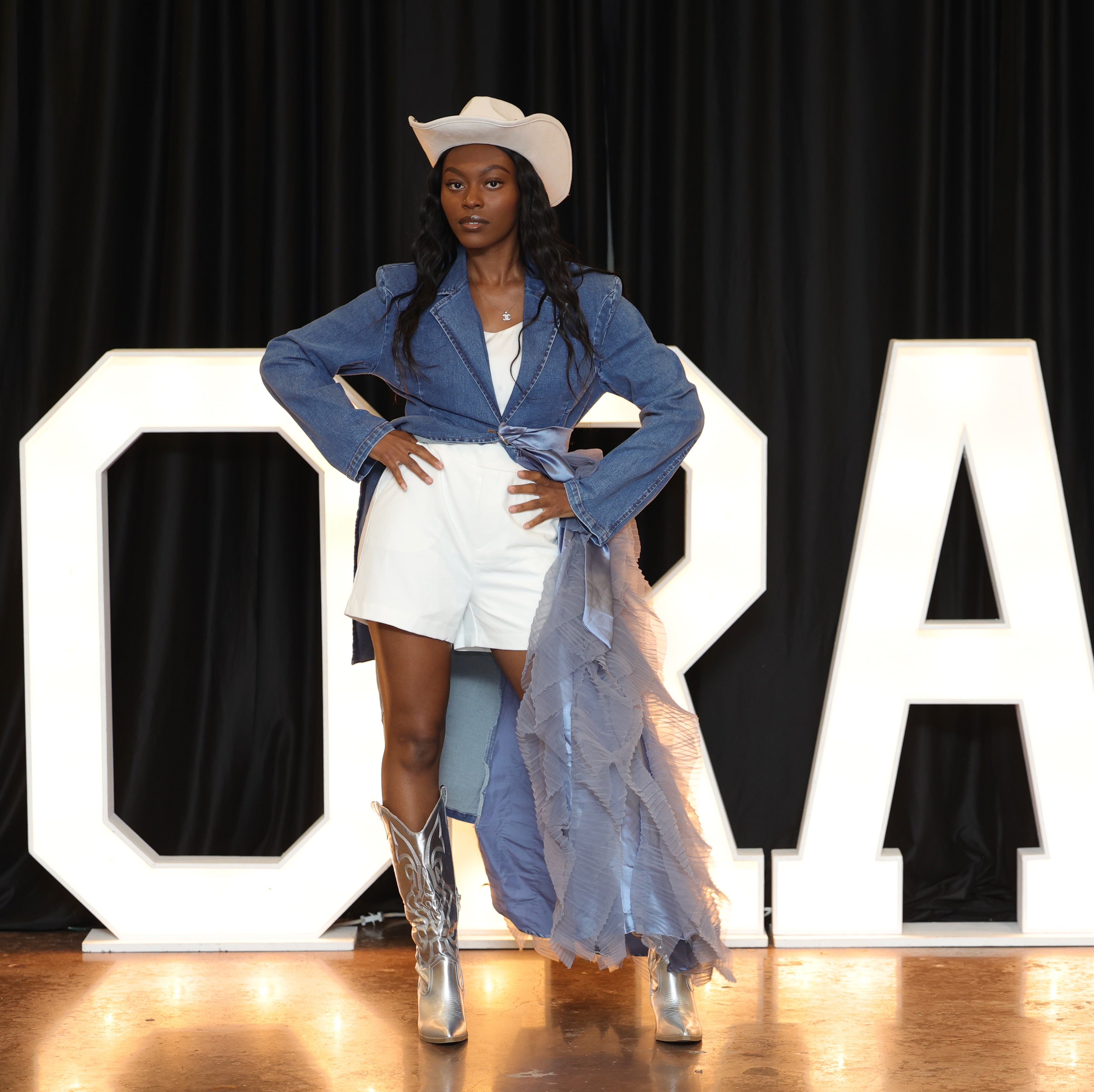 Dramtic Denim Tuxedo Blazer Dress