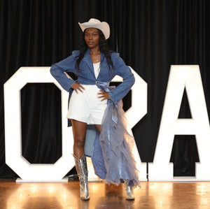 Dramtic Denim Tuxedo Blazer Dress
