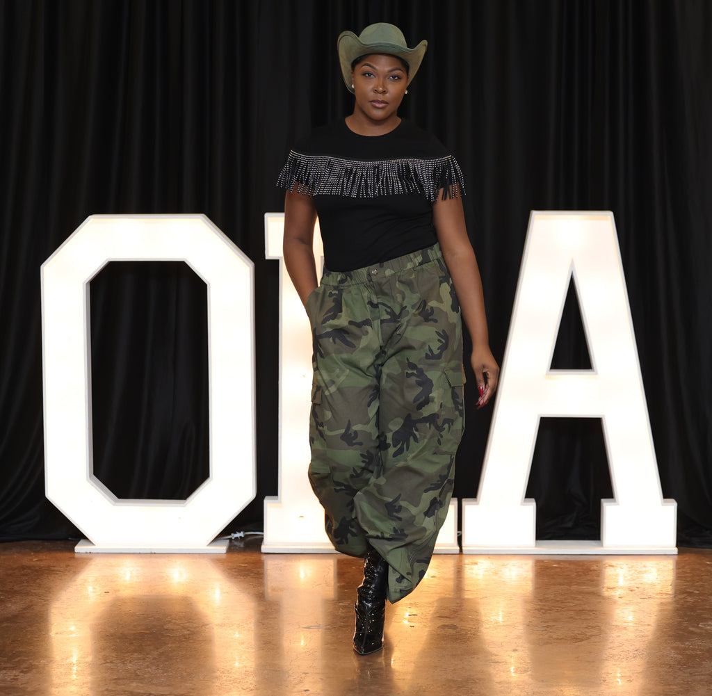 Camo Wide Leg Cargo Pants