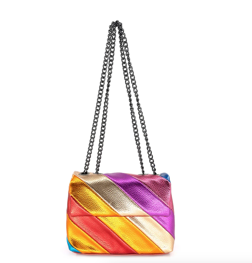 Bold Metallic Stripes Bag- Orange/Red
