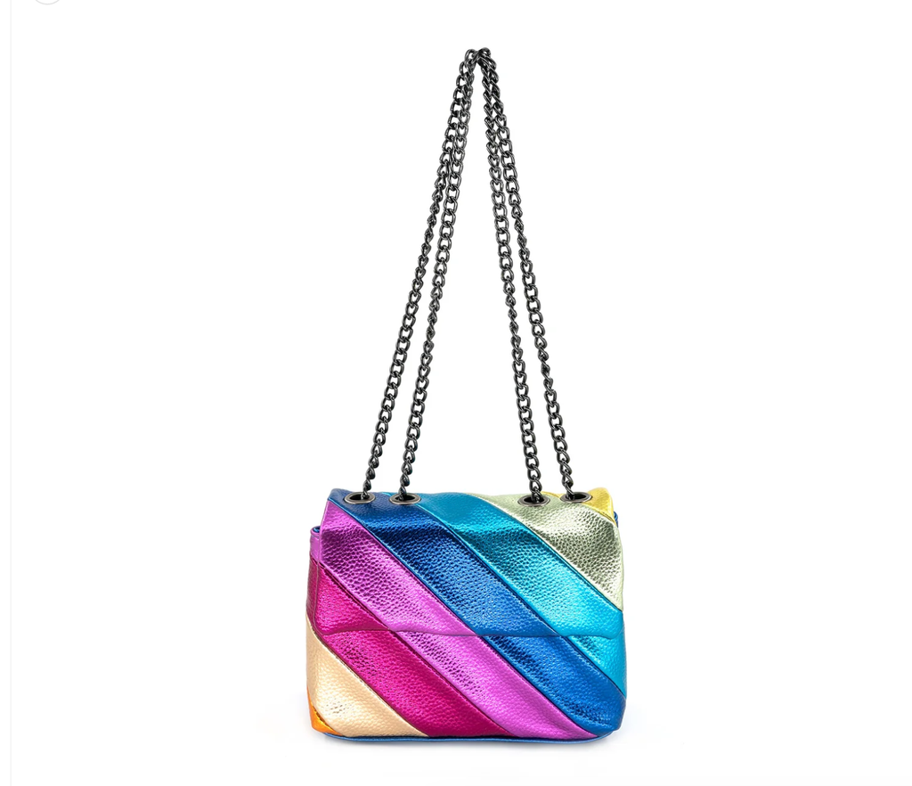Bold Metallic Stripes Bag- Blue