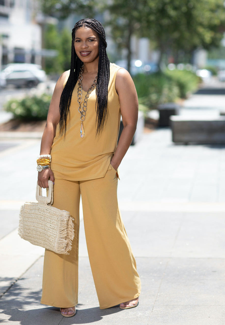 Ankle Length Flo Set- Light Mustard