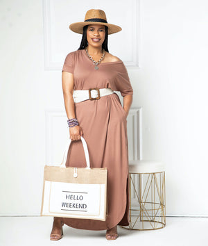 Side Slit Maxi- Cocoa- OVERSIZED