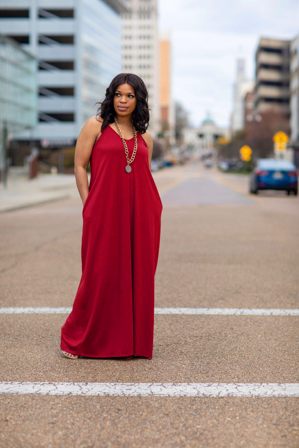Goddess Maxi- Dark Red- SIZE DOWN