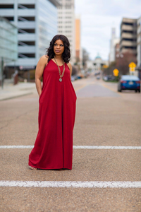 Goddess Maxi- Dark Red- SIZE DOWN