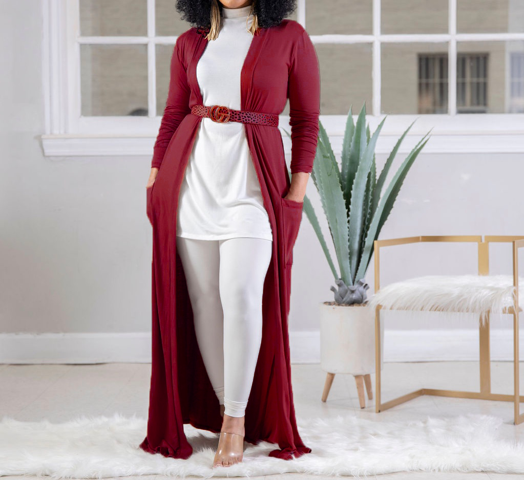 Maxi Cardi- Burgundy