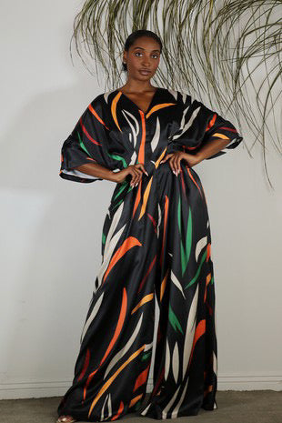 Halle Abstract Jumpsuit- Black