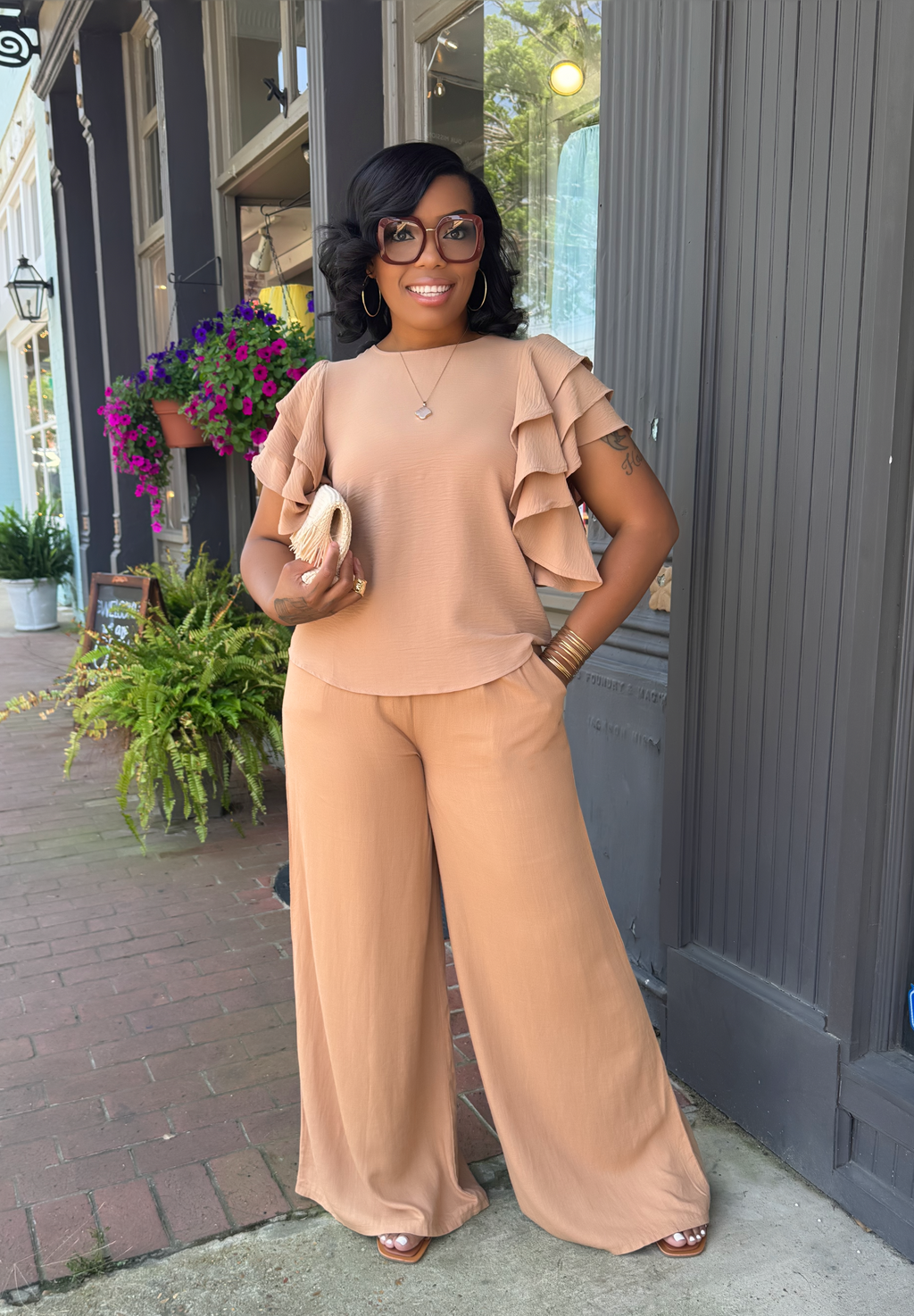 Linen Blend Wide Leg Pants- 2 Colors Available