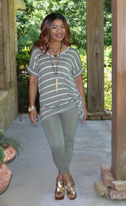 Royalty Set With Stripes- Light Olive