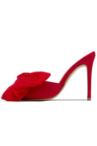 Satin Bow Heels- Red