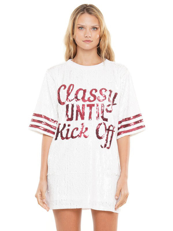 Classy Until Kickoff Dress- White