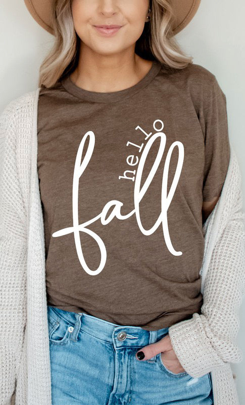 Hello Fall Tee- Brown