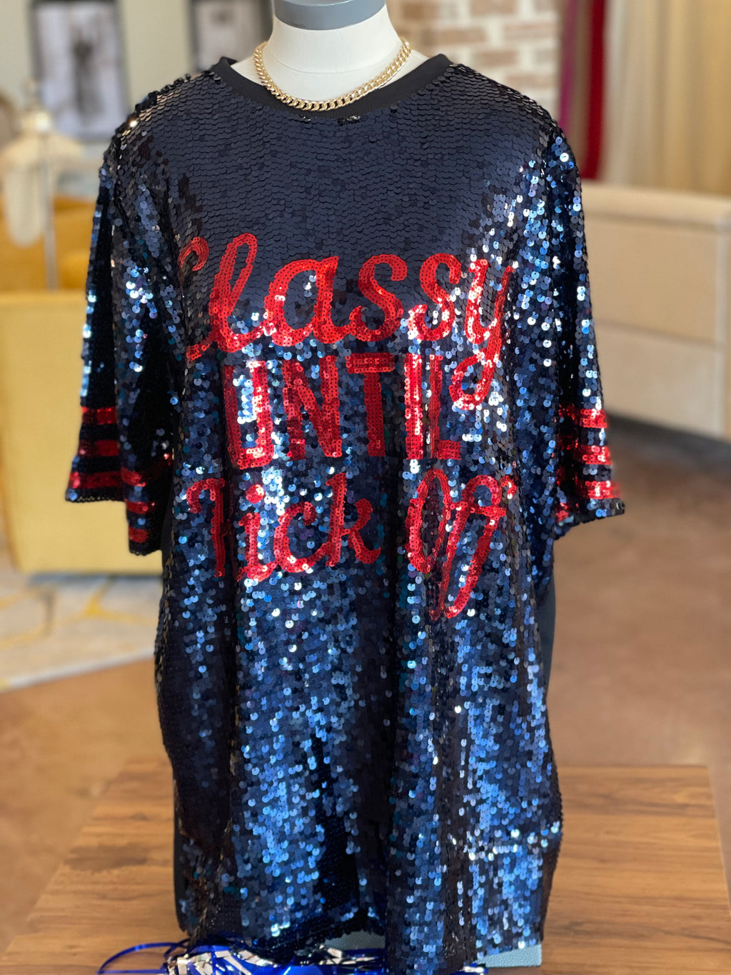 Classy Until Kickoff Dress- Navy