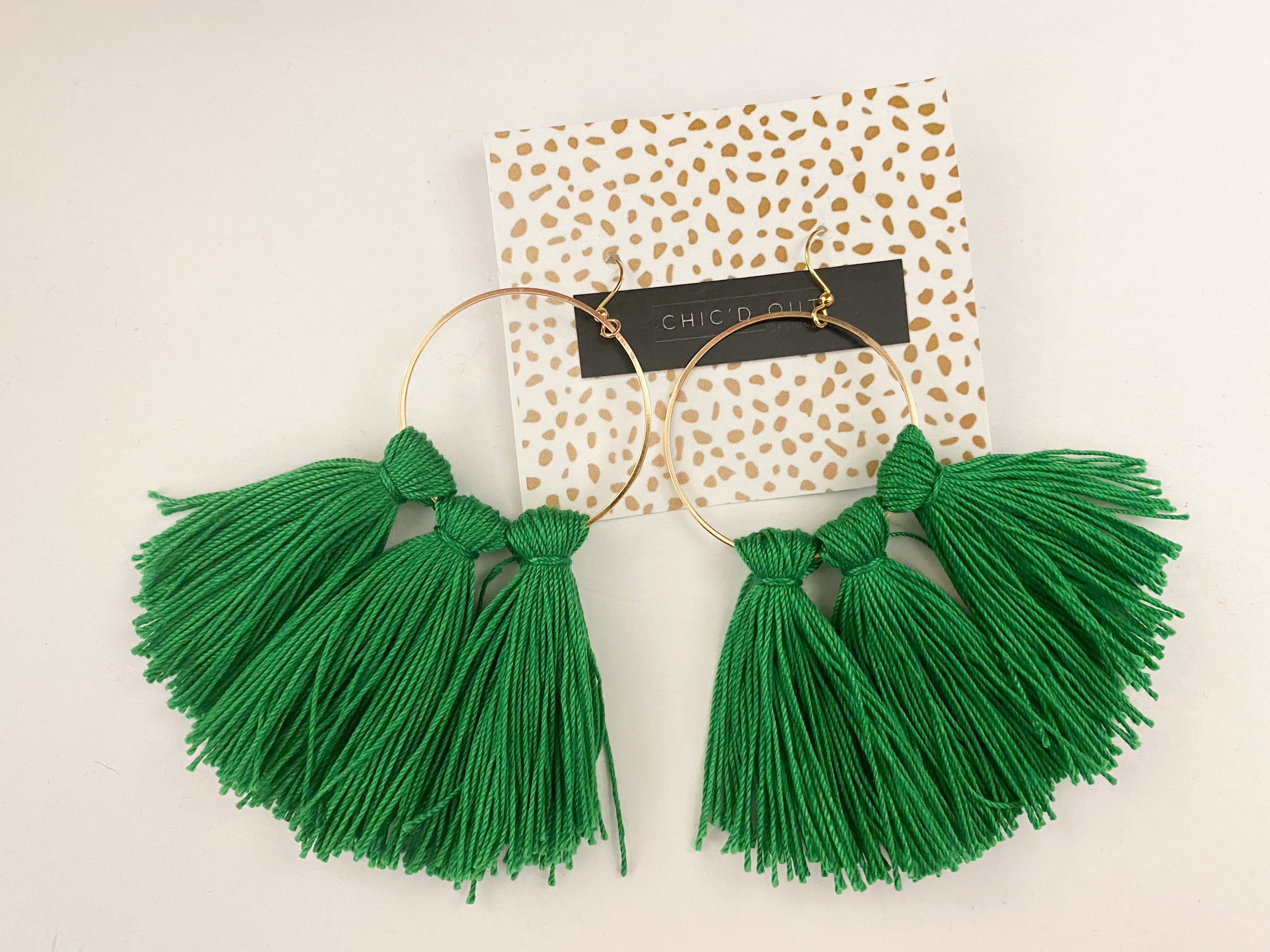 Chic'd Out New Tassel Earrings- Green