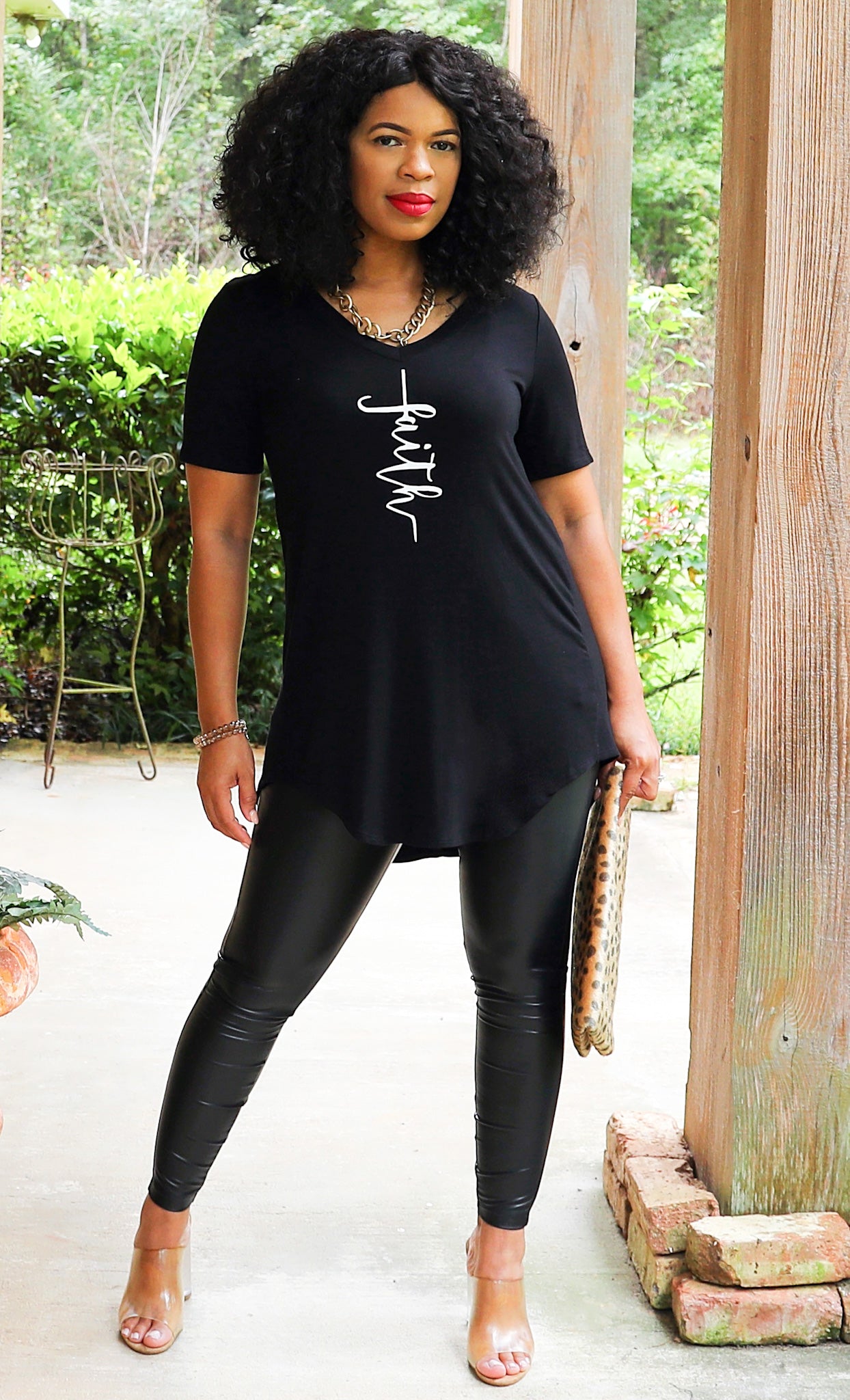 Faith Faux Leather Set- Black
