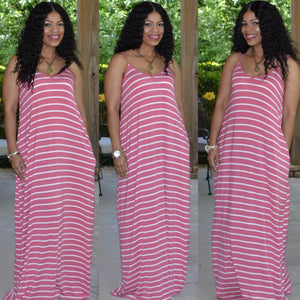 Strawberry and Cream Stripes Maxi- OVERSIZED, SIZE DOWN