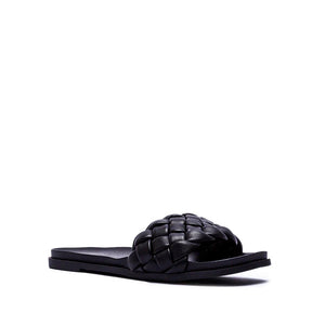 Braided Wide Band Sandals- Black