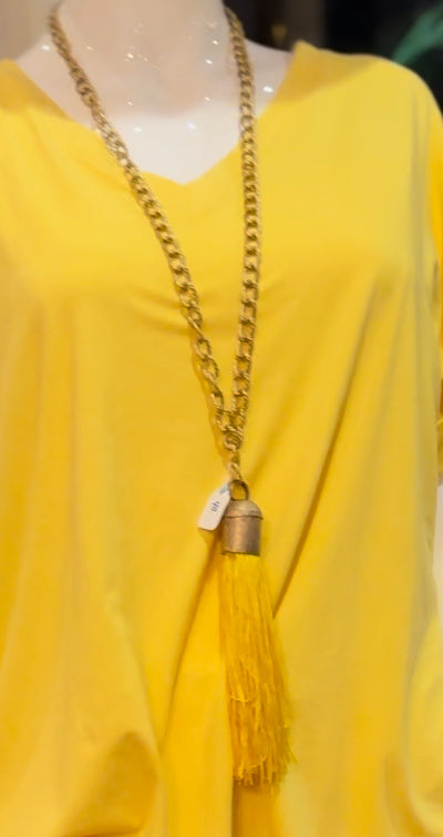 Deluxe Tassel Necklace- Yellow