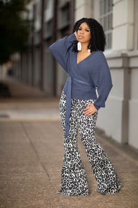 Leopard Denim Flare Jeans